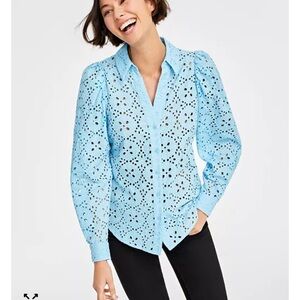 Women's Blue Eyelet Blouse